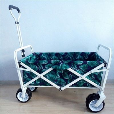 7 &quot;PU Roda Taman Lipat Gerobak Pantai Lebar Keranjang Trolley 70kgs