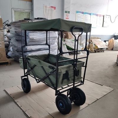 87cm Beach Folding Wagon Dengan Canopy 106cm Folding Beach Trolley 600D Oxford Fabric