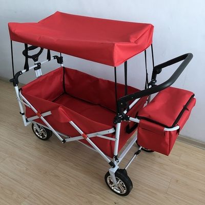Utility Wagon Folding Cart 8 Inch Foldable Beach Trolley Dengan Canopy 600D Oxford Fabric