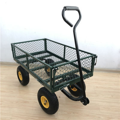 Heavy Duty 50L Garden Mesh Cart Yard Steel Mesh Wagon Outdoor Dengan 4 Roda