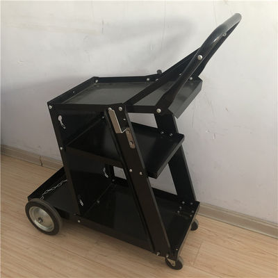 Besi Hitam 3 Tiers Mig Welder Cart Rolling Welding Cart Dengan Laci Tank Storage