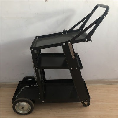 Besi Hitam 3 Tiers Mig Welder Cart Rolling Welding Cart Dengan Laci Tank Storage