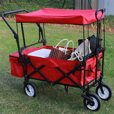 80kg Heavy Duty Dilipat Wagon Metal Folding Garden Cart Dengan Roda Universal