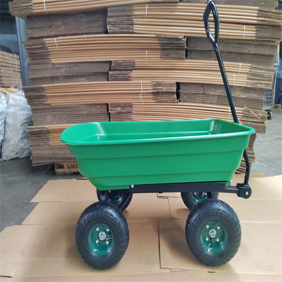 75L 4 Wheel Garden Dump Cart Garden Tipper Cart Dengan Ban Pneumatik