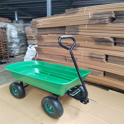 75L 4 Wheel Garden Dump Cart Garden Tipper Cart Dengan Ban Pneumatik