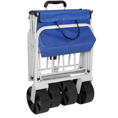 Retractable Handle Dilipat Camping Trolley Folding Wagon Dengan Roda Karet PP