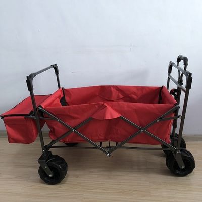 Kain PVC Gerobak Besar Dilipat Utilitas Gerobak Pantai Portabel Dengan Penutup Merah