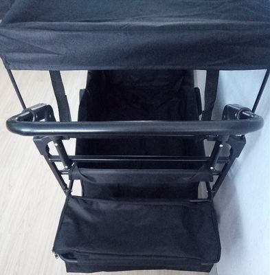 Black Folding Beach Wagon 600D Folding Wagon Dengan Cover Dan Push Handle