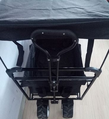 Black Folding Beach Wagon 600D Folding Wagon Dengan Cover Dan Push Handle