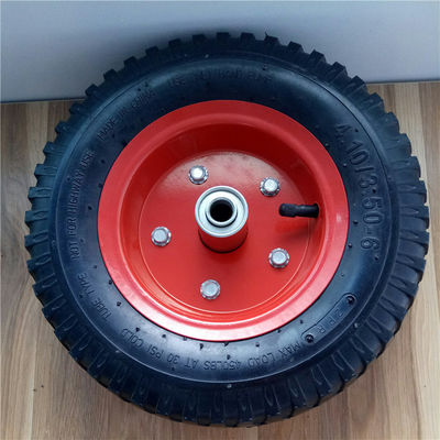 350-6 Pelek Baja Merah Pneumatic Trolley Wheels Rubber Pneumatic Sack Truck Wheels