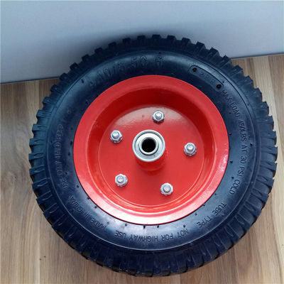 350-6 Pelek Baja Merah Pneumatic Trolley Wheels Rubber Pneumatic Sack Truck Wheels