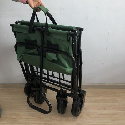 Leisure Folding Beach Wagon Green Utility Wagon Dengan Air Wheel 80kgs