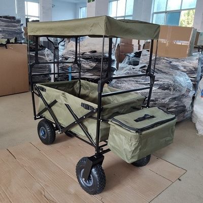 87cm Beach Folding Wagon Dengan Canopy 106cm Folding Beach Trolley 600D Oxford Fabric