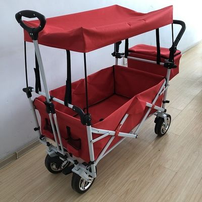 Utility Wagon Folding Cart 8 Inch Foldable Beach Trolley Dengan Canopy 600D Oxford Fabric