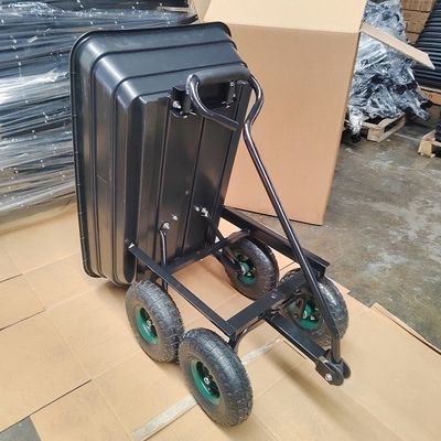 75L Poly Body Garden Dump Cart Kapasitas Besar Poly Dump Cart Dengan Fungsi Tipping