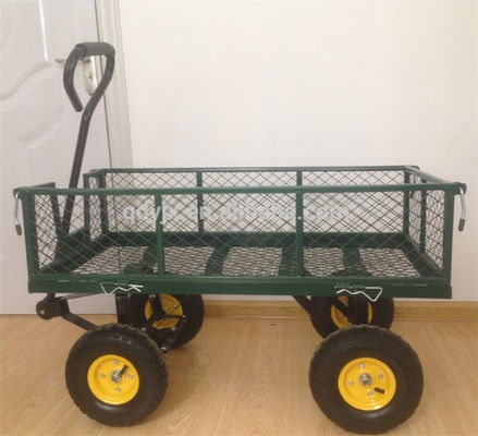 Heavy Duty 75L Garden Mesh Cart dengan sisi mesh yang dapat dilepas untuk diubah menjadi flatbed, Utility Metal Wagon
