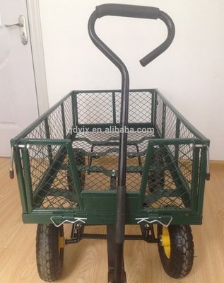 Heavy Duty 75L Garden Mesh Cart dengan sisi mesh yang dapat dilepas untuk diubah menjadi flatbed, Utility Metal Wagon