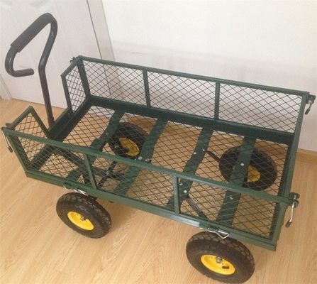 Heavy Duty 75L Garden Mesh Cart dengan sisi mesh yang dapat dilepas untuk diubah menjadi flatbed, Utility Metal Wagon