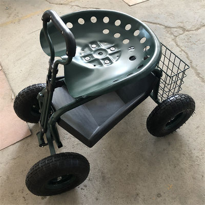 Utility Garden Rolling Work Seat Kursi Taman Rolling Steerable Empat Roda