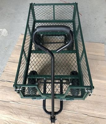50L Utility Mesh Steel Garden Cart Folding Utility Wagon dengan Sisi yang Dapat Dihapus dan Roda 4,10/3,50-4 inci
