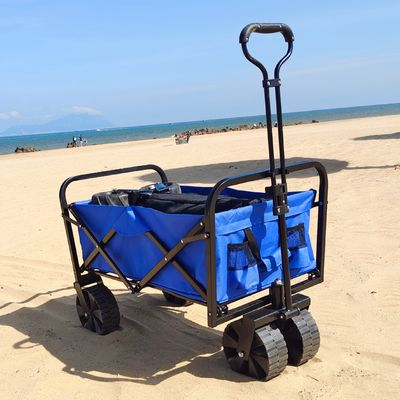 Kereta Berkemah Lipat Roda PP Lebar Kapasitas Besar Keranjang Gerobak Pantai Dilipat