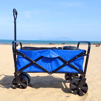 Kereta Berkemah Lipat Roda PP Lebar Kapasitas Besar Keranjang Gerobak Pantai Dilipat
