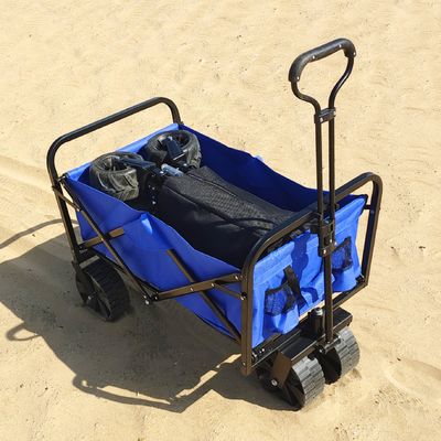 Kereta Berkemah Lipat Roda PP Lebar Kapasitas Besar Keranjang Gerobak Pantai Dilipat