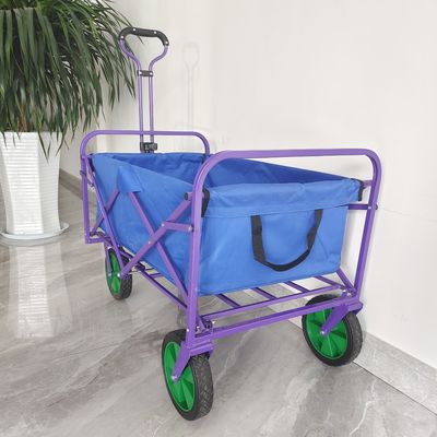 Double Layers Cloth Camping Cart 8 Inch PVC Wheel Portable Hand Trolley Folding Wagon