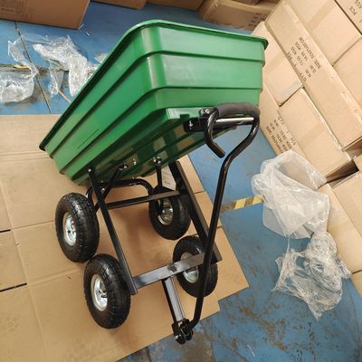 Single Handle Garden Dump Truck 10 Inch 350-4 Pneumatic Tire Wheels Kapasitas 75L Garden Cart