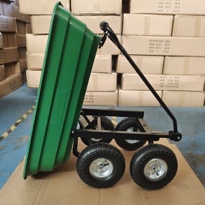 Single Handle Garden Dump Truck 10 Inch 350-4 Pneumatic Tire Wheels Kapasitas 75L Garden Cart