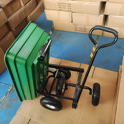Single Handle Garden Dump Truck 10 Inch 350-4 Pneumatic Tire Wheels Kapasitas 75L Garden Cart