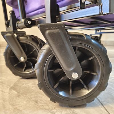 Outdoor Camping Folding Wagon Canopy On Top Adjustable Handle Wide Wheel Ungu